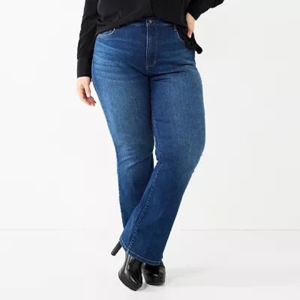 5 for $35 Sale: Nine West Sculpting Bootcut Jeans, medium dark, size 22w